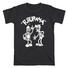 Мужская футболка хлопок с принтом Futurama - Cartoon в Екатеринбурге, 100% хлопок | прямой крой, круглый вырез горловины, длина до линии бедер, слегка спущенное плечо. | bender | fry | futurama | planet express | бендер | зойдберг | лила | фрай | футурама