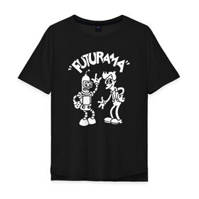 Мужская футболка хлопок Oversize с принтом Futurama - Cartoon в Екатеринбурге, 100% хлопок | свободный крой, круглый ворот, “спинка” длиннее передней части | bender | fry | futurama | planet express | бендер | зойдберг | лила | фрай | футурама
