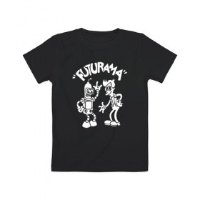 Детская футболка хлопок с принтом Futurama - Cartoon в Екатеринбурге, 100% хлопок | круглый вырез горловины, полуприлегающий силуэт, длина до линии бедер | bender | fry | futurama | planet express | бендер | зойдберг | лила | фрай | футурама