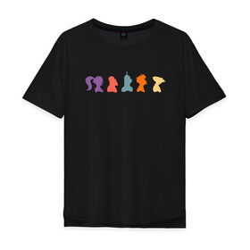 Мужская футболка хлопок Oversize с принтом Futurama characters в Екатеринбурге, 100% хлопок | свободный крой, круглый ворот, “спинка” длиннее передней части | bender | fry | futurama | planet express | бендер | гипножаба | зойдберг | лила | фрай | футурама