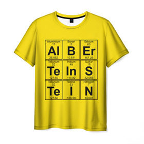 Мужская футболка 3D с принтом Альберт Эйнштейн в Екатеринбурге, 100% полиэфир | прямой крой, круглый вырез горловины, длина до линии бедер | albert | chemistry | einstein | math | mendeleev | phisics | science | table | альберт | математика | менделеева | наука | таблица | физика | химия | эйнштейн