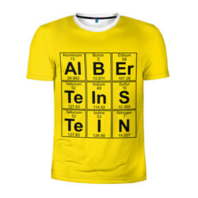 Мужская футболка 3D спортивная с принтом Альберт Эйнштейн в Екатеринбурге, 100% полиэстер с улучшенными характеристиками | приталенный силуэт, круглая горловина, широкие плечи, сужается к линии бедра | albert | chemistry | einstein | math | mendeleev | phisics | science | table | альберт | математика | менделеева | наука | таблица | физика | химия | эйнштейн