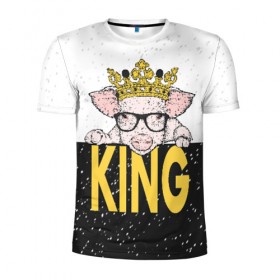 Мужская футболка 3D спортивная с принтом King в Екатеринбурге, 100% полиэстер с улучшенными характеристиками | приталенный силуэт, круглая горловина, широкие плечи, сужается к линии бедра | 2019 | боров | ве | взгляд | власть | год | домашнее | животное | золотая | король | корона | круто | лучший | мода | молодёжная | монарх | новый год | подарок | поздравление | поросенок | праздник | рисунок