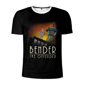 Мужская футболка 3D спортивная с принтом Bender The Offender в Екатеринбурге, 100% полиэстер с улучшенными характеристиками | приталенный силуэт, круглая горловина, широкие плечи, сужается к линии бедра | all | bender | doctor | futurama | humans | kill | mult | robot | simpsons | space | trust | zoidberg | бендер | зойдберг | космос | мульт | мультик | мультфильм | робот | симпсоны | футурама