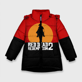 Зимняя куртка для девочек 3D с принтом Red Dead Redemption 2 в Екатеринбурге, ткань верха — 100% полиэстер; подклад — 100% полиэстер, утеплитель — 100% полиэстер. | длина ниже бедра, удлиненная спинка, воротник стойка и отстегивающийся капюшон. Есть боковые карманы с листочкой на кнопках, утяжки по низу изделия и внутренний карман на молнии. 

Предусмотрены светоотражающий принт на спинке, радужный светоотражающий элемент на пуллере молнии и на резинке для утяжки. | game | rdr2 | red dead redemption 2 | rockstar studios | игры