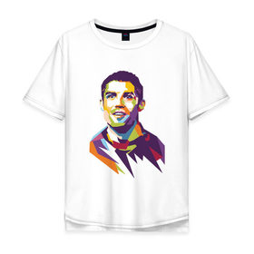 Мужская футболка хлопок Oversize с принтом Cristiano Ronaldo в Екатеринбурге, 100% хлопок | свободный крой, круглый ворот, “спинка” длиннее передней части | 