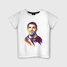 Детская футболка хлопок с принтом Cristiano Ronaldo в Екатеринбурге, 100% хлопок | круглый вырез горловины, полуприлегающий силуэт, длина до линии бедер | 