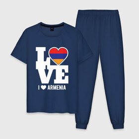 Мужская пижама хлопок с принтом Love Armenia в Екатеринбурге, 100% хлопок | брюки и футболка прямого кроя, без карманов, на брюках мягкая резинка на поясе и по низу штанин
 | 