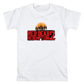 Мужская футболка хлопок с принтом Red Dead Redemption 2 в Екатеринбурге, 100% хлопок | прямой крой, круглый вырез горловины, длина до линии бедер, слегка спущенное плечо. | game | rdr2 | red dead redemption 2 | rockstar studios | игры