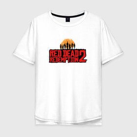 Мужская футболка хлопок Oversize с принтом Red Dead Redemption 2 в Екатеринбурге, 100% хлопок | свободный крой, круглый ворот, “спинка” длиннее передней части | game | rdr2 | red dead redemption 2 | rockstar studios | игры