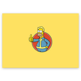 Поздравительная открытка с принтом Homer Fallout в Екатеринбурге, 100% бумага | плотность бумаги 280 г/м2, матовая, на обратной стороне линовка и место для марки
 | Тематика изображения на принте: bart | comedy | familt | homer | lisa | maggie | marge | mult | series | simpson | simpsons | springfield | барт | гомер | комедия | лиза | мардж | мэгги | прикол | приколы | семья | сериал | симпсон | симпсоны | спрингфилд