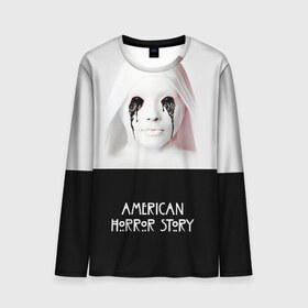 Мужской лонгслив 3D с принтом American Horror Story в Екатеринбурге, 100% полиэстер | длинные рукава, круглый вырез горловины, полуприлегающий силуэт | Тематика изображения на принте: ahs | american horror story | американская история ужасов | демон | краска | лицо | макияж | монашка | черные глаза