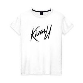 Женская футболка хлопок с принтом KIZARU в Екатеринбурге, 100% хлопок | прямой крой, круглый вырез горловины, длина до линии бедер, слегка спущенное плечо | kizaru | logo | rap | лого | реп | репер