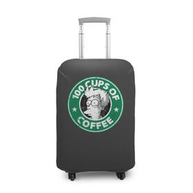 Чехол для чемодана 3D с принтом 100 cups of coffee в Екатеринбурге, 86% полиэфир, 14% спандекс | двустороннее нанесение принта, прорези для ручек и колес | coffee | express | fry | futurama | future | leela | philip | planet | turanga | zoidberg | бендер | будущее | джей | зойдберг | кофе | лила | родригес | сгибальщик | туранга | филип | фрай | футурама