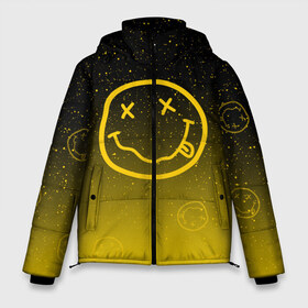 Мужская зимняя куртка 3D с принтом NIRVANA SPACE в Екатеринбурге, верх — 100% полиэстер; подкладка — 100% полиэстер; утеплитель — 100% полиэстер | длина ниже бедра, свободный силуэт Оверсайз. Есть воротник-стойка, отстегивающийся капюшон и ветрозащитная планка. 

Боковые карманы с листочкой на кнопках и внутренний карман на молнии. | music | nirvana | rock | группа | курт кобейн | музыка | нирвана | рок
