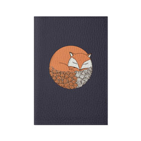Обложка для паспорта матовая кожа с принтом Лисичка и Осенние Листочки в Екатеринбурге, натуральная матовая кожа | размер 19,3 х 13,7 см; прозрачные пластиковые крепления | 