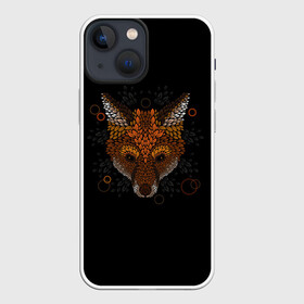 Чехол для iPhone 13 mini с принтом Лиса из Листьев в Екатеринбурге,  |  | cute | fox | foxes | ginger | leaves | tail | забавная | лис | лиса | лисица | лисицы | лисичка | лисички | лист | листочки | листочная | листья | лисы | милая | рыжая | рыжие | смешная | фыр | хвост | хвосты