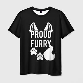 Мужская футболка 3D с принтом Proud Furry в Екатеринбурге, 100% полиэфир | прямой крой, круглый вырез горловины, длина до линии бедер | cute | fox | foxes | furry | ginger | proud | tail | гордость | забавная | лис | лиса | лисица | лисицы | лисичка | лисички | лисы | милая | рыжая | рыжие | смешная | фыр | хвост | хвосты