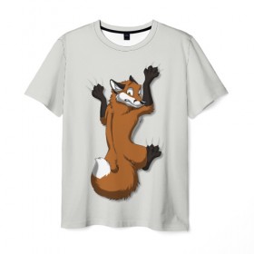 Мужская футболка 3D с принтом Лис Вцепился в Екатеринбурге, 100% полиэфир | прямой крой, круглый вырез горловины, длина до линии бедер | cute | fox | foxes | ginger | tail | вцепился | забавная | капаркается | лис | лиса | лисица | лисицы | лисичка | лисички | лисы | милая | рыжая | рыжие | смешная | фыр | хвост | хвосты