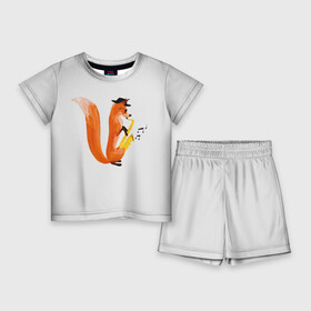 Детский костюм с шортами 3D с принтом Джаз Лис в Екатеринбурге,  |  | Тематика изображения на принте: cute | fox | foxes | ginger | jazz | tail | trumpet | джаз | джазмен | забавная | лис | лиса | лисица | лисицы | лисичка | лисички | лисы | милая | рыжая | рыжие | саксофон | смешная | труба | фыр | хвост | хвосты