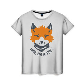 Женская футболка 3D с принтом Hello Fox в Екатеринбурге, 100% полиэфир ( синтетическое хлопкоподобное полотно) | прямой крой, круглый вырез горловины, длина до линии бедер | cute | fox | foxes | ginger | hello | tail | забавная | лис | лиса | лисица | лисицы | лисичка | лисички | лисы | милая | привет | рыжая | рыжие | смешная | фыр | хвост | хвосты