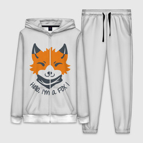 Женский костюм 3D с принтом Hello Fox в Екатеринбурге,  |  | cute | fox | foxes | ginger | hello | tail | забавная | лис | лиса | лисица | лисицы | лисичка | лисички | лисы | милая | привет | рыжая | рыжие | смешная | фыр | хвост | хвосты