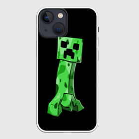 Чехол для iPhone 13 mini с принтом Крипер в Екатеринбурге,  |  | craft | creeper | enderman | mine | minecraft | miner | online | skeleton | sword | tnt | world | zombie | динамит | зомби | игра | игры | кирка | крипер | майнер | майнкрафт | меч | мир | онлайн | скелетон