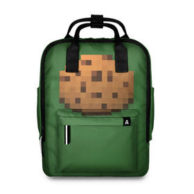 Женский рюкзак 3D с принтом Minecraft Печенька в Екатеринбурге, 100% полиэстер | лямки с регулируемой длиной, сверху ручки, чтобы рюкзак нести как сумку. Основное отделение закрывается на молнию, как и внешний карман. Внутри два дополнительных кармана, один из которых закрывается на молнию. По бокам два дополнительных кармашка, куда поместится маленькая бутылочка
 | cookies | craft | creeper | mine | minecraft | miner | online | skeleton | sword | tnt | world | zombie | зомби | игра | игры | кирка | крипер | майнер | майнкрафт | меч | мир | онлайн | печенье | печенька | скелетон