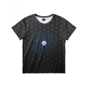 Детская футболка 3D с принтом Гексагон в Екатеринбурге, 100% гипоаллергенный полиэфир | прямой крой, круглый вырез горловины, длина до линии бедер, чуть спущенное плечо, ткань немного тянется | hexagon | metal | pattern | steel | гексагон | метал | паттерн | сталь | текстуры | шестиугольник