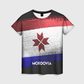 Женская футболка 3D с принтом MORDOVIA(Мордовия) в Екатеринбурге, 100% полиэфир ( синтетическое хлопкоподобное полотно) | прямой крой, круглый вырез горловины, длина до линии бедер | urban | город | мир | мордовия | путешествие | символика | страны | флаг
