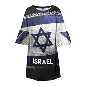Детское платье 3D с принтом Israel(Израиль) в Екатеринбурге, 100% полиэстер | прямой силуэт, чуть расширенный к низу. Круглая горловина, на рукавах — воланы | Тематика изображения на принте: israel | urban | город | израиль | мир | путешествие | символика | страны | флаг