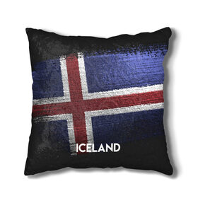 Подушка 3D с принтом Iceland(Исландия) в Екатеринбурге, наволочка – 100% полиэстер, наполнитель – холлофайбер (легкий наполнитель, не вызывает аллергию). | состоит из подушки и наволочки. Наволочка на молнии, легко снимается для стирки | iceland | urban | город | мир | путешествие | символика | страны | флаг