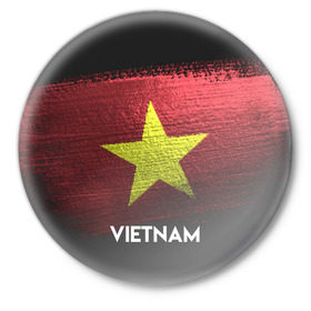Значок с принтом VIETNAM(Вьетнам) в Екатеринбурге,  металл | круглая форма, металлическая застежка в виде булавки | Тематика изображения на принте: urban | vietnam | город | мир | путешествие | символика | страны | флаг