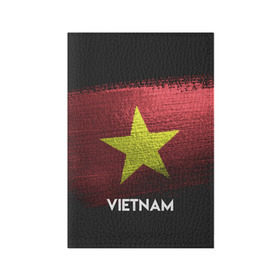 Обложка для паспорта матовая кожа с принтом VIETNAM(Вьетнам) в Екатеринбурге, натуральная матовая кожа | размер 19,3 х 13,7 см; прозрачные пластиковые крепления | Тематика изображения на принте: urban | vietnam | город | мир | путешествие | символика | страны | флаг