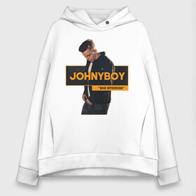 Женское худи Oversize хлопок с принтом Johnyboy в Екатеринбурге, френч-терри — 70% хлопок, 30% полиэстер. Мягкий теплый начес внутри —100% хлопок | боковые карманы, эластичные манжеты и нижняя кромка, капюшон на магнитной кнопке | johnyboy | джонибой | джонни бой