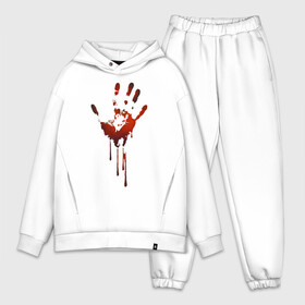 Мужской костюм хлопок OVERSIZE с принтом Отпечаток руки в Екатеринбурге,  |  | halloween | костюм на хэллоуин | кровавая рука | кровавый отпечаток | кровь | рисунок кровью | футболка для хэллоуина | хэллоуин