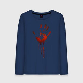 Женский лонгслив хлопок с принтом Отпечаток руки в Екатеринбурге, 100% хлопок |  | Тематика изображения на принте: halloween | костюм на хэллоуин | кровавая рука | кровавый отпечаток | кровь | рисунок кровью | футболка для хэллоуина | хэллоуин