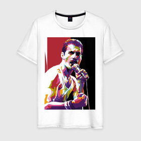 Мужская футболка хлопок с принтом Freddi в Екатеринбурге, 100% хлопок | прямой крой, круглый вырез горловины, длина до линии бедер, слегка спущенное плечо. | freddie mercury | queen | фредди меркьюри