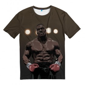 Мужская футболка 3D с принтом Myke Tyson_7 в Екатеринбурге, 100% полиэфир | прямой крой, круглый вырез горловины, длина до линии бедер | myke tyson | бокс | боксер | железный майк | нокаут