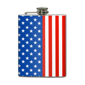 Фляга с принтом Американский Флаг в Екатеринбурге, металлический корпус | емкость 0,22 л, размер 125 х 94 мм. Виниловая наклейка запечатывается полностью | америка | вашингтон | звезды | патриот | сша | трамп | триколор