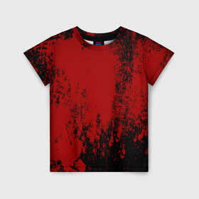 Детская футболка 3D с принтом Red blood в Екатеринбурге, 100% гипоаллергенный полиэфир | прямой крой, круглый вырез горловины, длина до линии бедер, чуть спущенное плечо, ткань немного тянется | Тематика изображения на принте: halloween | брызги красок | брызги крови | картина кровью | красные пятна | кровавая абстракция | кровавые пятна | кровь | пятна краски