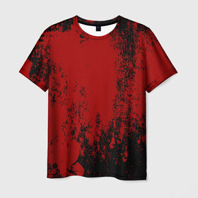 Мужская футболка 3D с принтом Red blood в Екатеринбурге, 100% полиэфир | прямой крой, круглый вырез горловины, длина до линии бедер | Тематика изображения на принте: halloween | брызги красок | брызги крови | картина кровью | красные пятна | кровавая абстракция | кровавые пятна | кровь | пятна краски