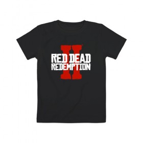 Детская футболка хлопок с принтом RDR2 в Екатеринбурге, 100% хлопок | круглый вырез горловины, полуприлегающий силуэт, длина до линии бедер | gamer | gun | logo | play | player | rdr2 | red dead redemption 2 | rockstar | western | вестерн | ковбои | компьютерные игры 2019 | криминал | лого | рокстар