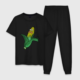 Мужская пижама хлопок с принтом Живая кукуруза в Екатеринбурге, 100% хлопок | брюки и футболка прямого кроя, без карманов, на брюках мягкая резинка на поясе и по низу штанин
 | живая кукуруза | кукуруза | монстр | початок