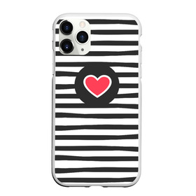 Чехол для iPhone 11 Pro Max матовый с принтом Сердце в полоску в Екатеринбурге, Силикон |  | black | lines | mochino | белый | москино | полоски | полосы | сердечко | сердце | черный