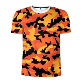 Мужская футболка 3D спортивная с принтом Fashion camouflage в Екатеринбурге, 100% полиэстер с улучшенными характеристиками | приталенный силуэт, круглая горловина, широкие плечи, сужается к линии бедра | Тематика изображения на принте: 