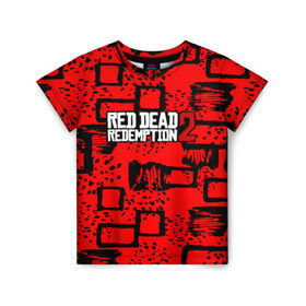 Детская футболка 3D с принтом red dead redemption 2 в Екатеринбурге, 100% гипоаллергенный полиэфир | прямой крой, круглый вырез горловины, длина до линии бедер, чуть спущенное плечо, ткань немного тянется | game | red dead | red dead redemption 2 | redemption 2 | rockstar games | бандиты | дикий запад | игры | ковбои | оружие