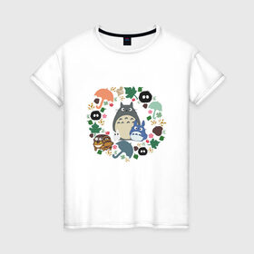 Женская футболка хлопок с принтом Totoro в Екатеринбурге, 100% хлопок | прямой крой, круглый вырез горловины, длина до линии бедер, слегка спущенное плечо | forest | friend | ghibli | japan | keeper | nature | neigbor | neighbour | totoro | анимация | аниме | гибли | дерево | друг | животные | лес | любовь | милый | мир | миядзаки | мульт | мультфильм | природа | сосед | тоторо | хранитель