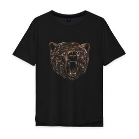 Мужская футболка хлопок Oversize с принтом Пестрый медведь в Екатеринбурге, 100% хлопок | свободный крой, круглый ворот, “спинка” длиннее передней части | 