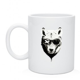 Кружка с принтом wolf with glasses в Екатеринбурге, керамика | объем — 330 мл, диаметр — 80 мм. Принт наносится на бока кружки, можно сделать два разных изображения | wolf | волк | волк в очках | голова | животное | животное в очках | зверь. | мода | модное | очки | пес | собака | хипстер